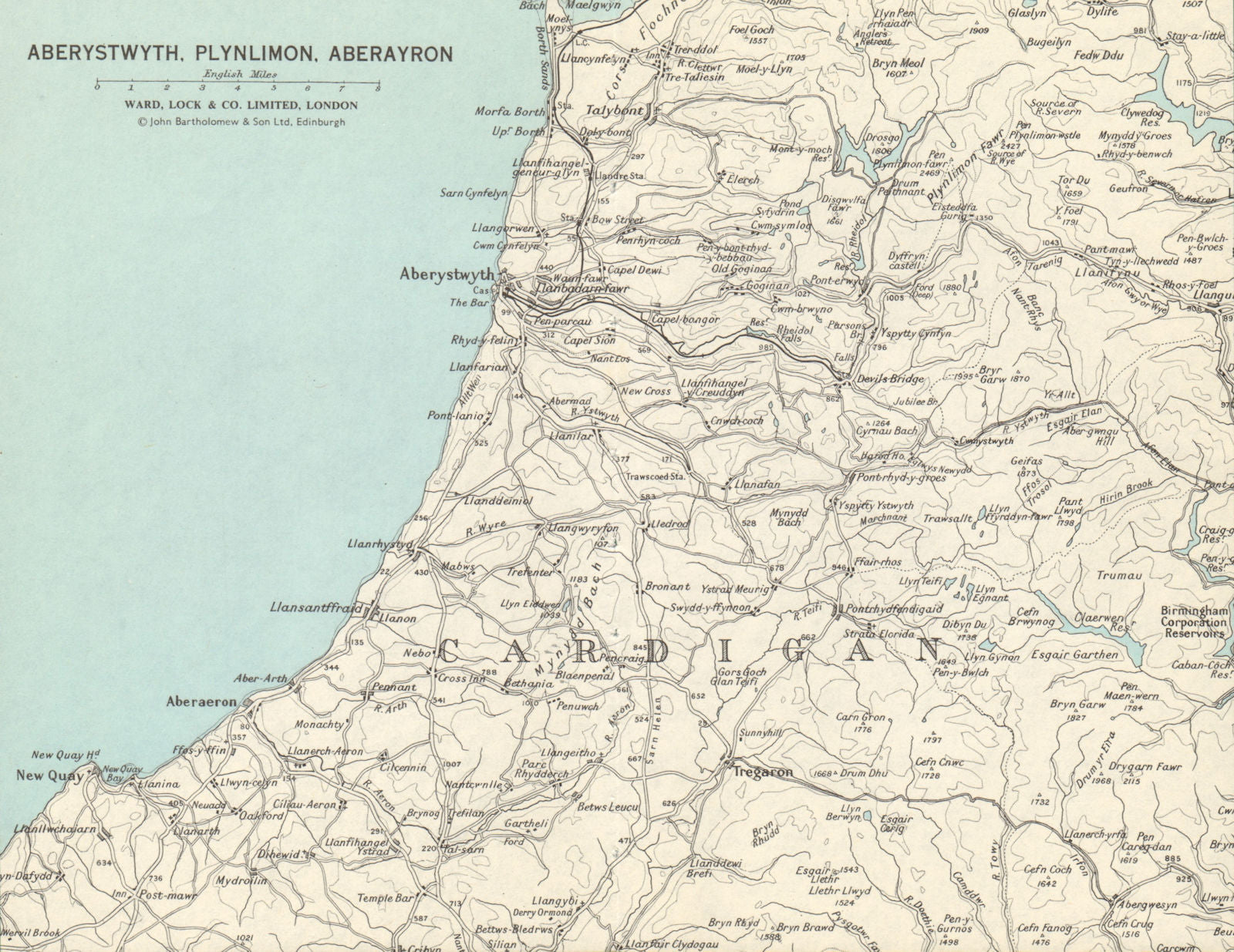CARDIGAN BAY Aberystwyth New Quay Plynlimon Aberaeron. WARD LOCK 1968 old map